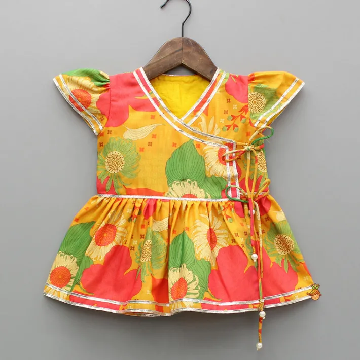 Outlet Floral Multicolour Printed Angarkha Style Peplum Top And Lehenga Ethnic Wear | Lehengas & Ghagras