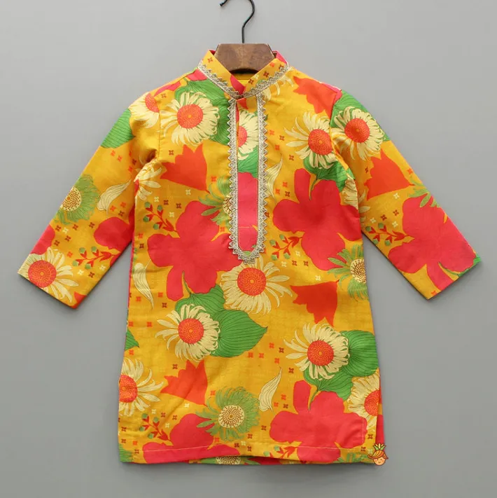 Fashion Floral Multicolour Printed Kurta And Churidar BOY Twinning Sets | Indian Ethnic Wear