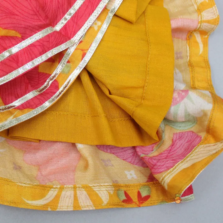 Outlet Floral Multicolour Printed Angarkha Style Peplum Top And Lehenga Ethnic Wear | Lehengas & Ghagras