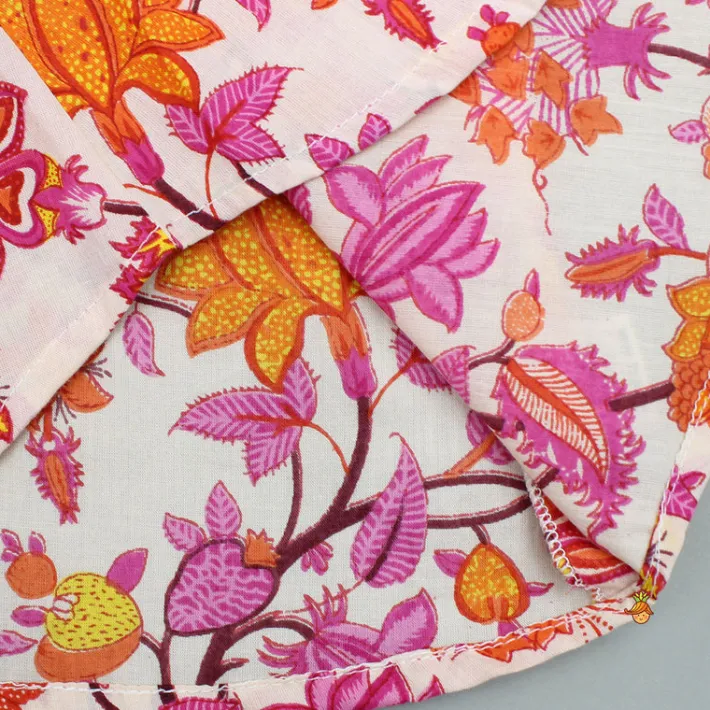 Clearance Floral Multicolour Printed Shirt Style Kurti With Jacket And Palazzo Ethnic Wear | Palazzos & Shararas