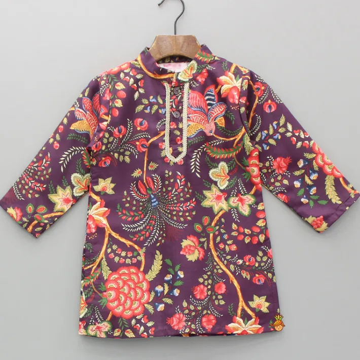New Floral Multicoloured Printed Kurta With Pyjama BOY Indian Ethnic Wear | Ethnic Sets