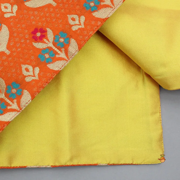 Fashion Floral Orange Brocade Jacket BOY Indian Ethnic Wear | Ethnic Jackets