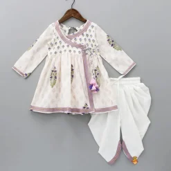 Outlet Floral Printed Angarkha Styled Kurti And Dhoti Twinning Sets | Ethnic Wear