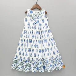 Hot Floral Printed Blue Flared Kurti Ethnic Wear | Kurtis & Jumpsuits