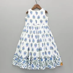 Hot Floral Printed Blue Flared Kurti Ethnic Wear | Kurtis & Jumpsuits