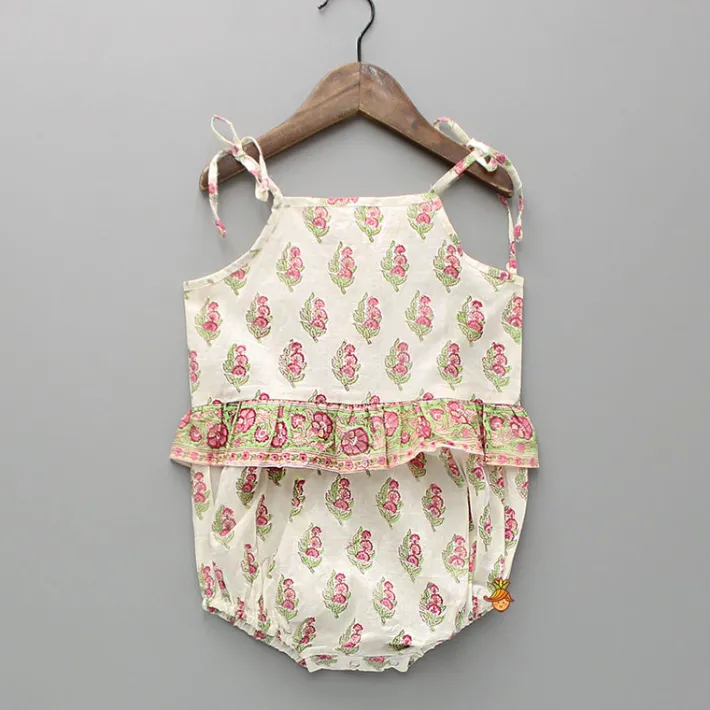 Hot Floral Printed Bodysuit With Shoulder Tie Ups Baby Essentials | Bodysuits