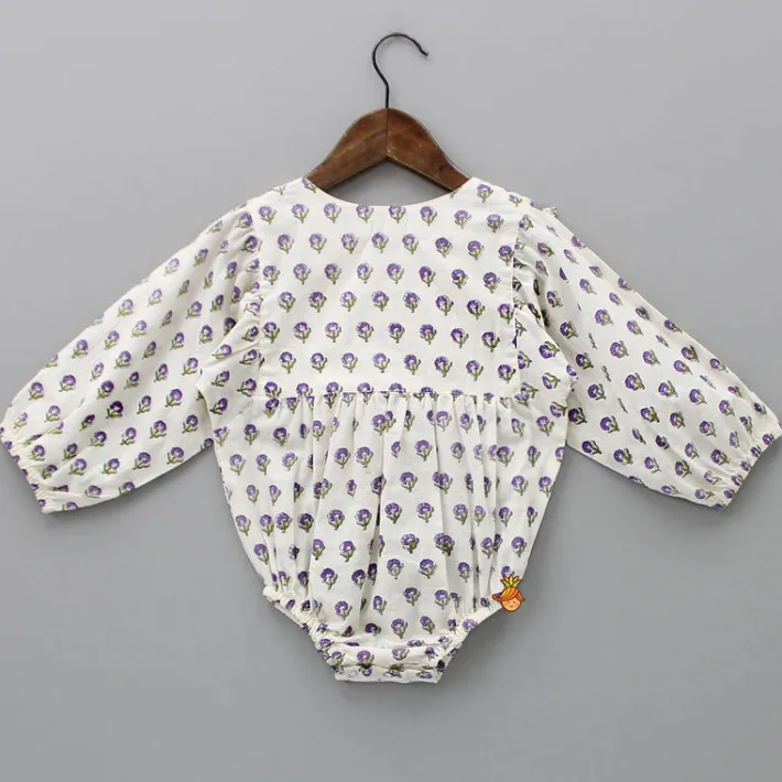 Fashion Floral Printed Bodysuit With Overlap Front Twinning Sets | Baby Essentials