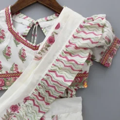 Clearance Floral Printed Crop Top and Saree Styled Lehenga With Attached Dupatta Ethnic Wear | Lehengas & Ghagras