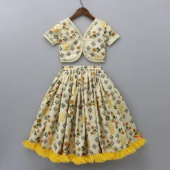 Sale Floral Printed Crop Top With Lehenga And Net Dupatta Ethnic Wear | Lehengas & Ghagras