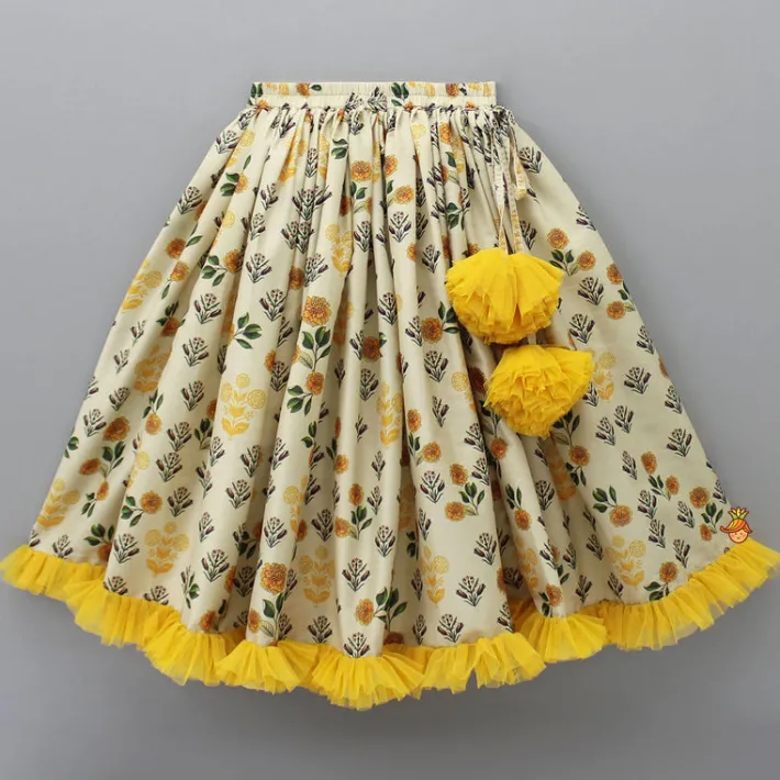 Sale Floral Printed Crop Top With Lehenga And Net Dupatta Ethnic Wear | Lehengas & Ghagras