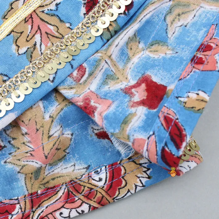 Discount Floral Printed Embellished Top With Sharara And Dupatta Ethnic Wear | Palazzos & Shararas