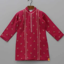 Sale Floral Printed Gota Lace Detail Kurta And Pyjama BOY Indian Ethnic Wear | Ethnic Sets