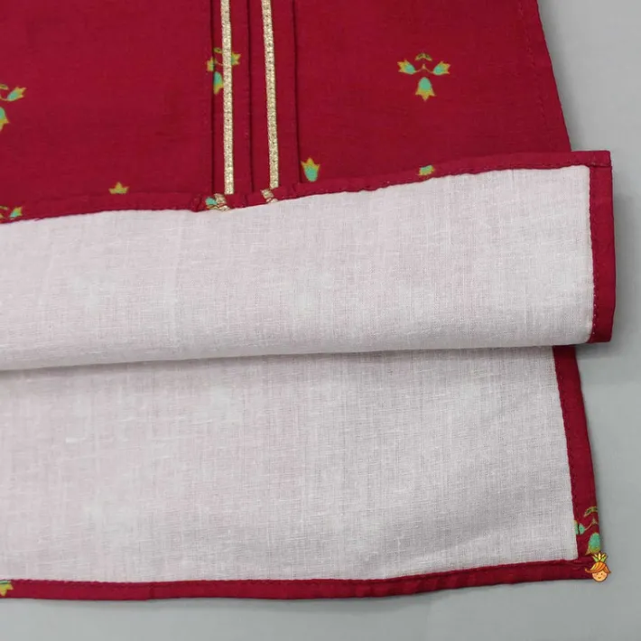 Sale Floral Printed Gota Lace Detail Kurta And Pyjama BOY Indian Ethnic Wear | Ethnic Sets