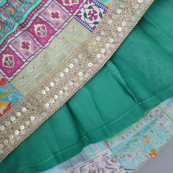 Hot Floral Printed Gota Lace Top With Lehenga Ethnic Wear | Lehengas & Ghagras