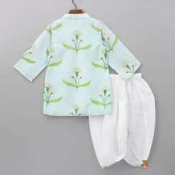 Discount Floral Printed Green Kurta With Dhoti BOY Indian Ethnic Wear | Ethnic Sets