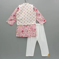 Fashion Floral Printed Kurta And Jacket With Pyjama BOY Twinning Sets | Indian Ethnic Wear