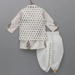 Discount Floral Printed Kurta And Stylish Jacket With Dhoti BOY Twinning Sets | Indian Ethnic Wear
