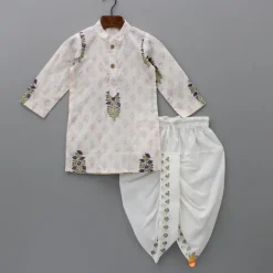 Discount Floral Printed Kurta And Stylish Jacket With Dhoti BOY Twinning Sets | Indian Ethnic Wear