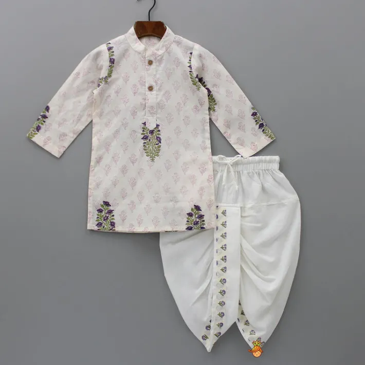 Discount Floral Printed Kurta And Stylish Jacket With Dhoti BOY Twinning Sets | Indian Ethnic Wear