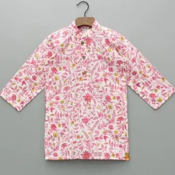 Fashion Floral Printed Kurta And Jacket With Pyjama BOY Twinning Sets | Indian Ethnic Wear