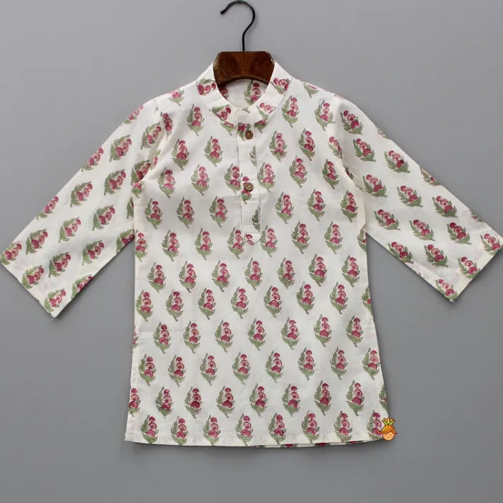 Discount Floral Printed Kurta And Chevron Printed Jacket With Dhoti BOY Twinning Sets | Indian Ethnic Wear