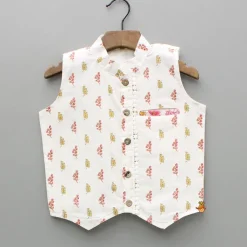 Fashion Floral Printed Kurta And Jacket With Pyjama BOY Twinning Sets | Indian Ethnic Wear