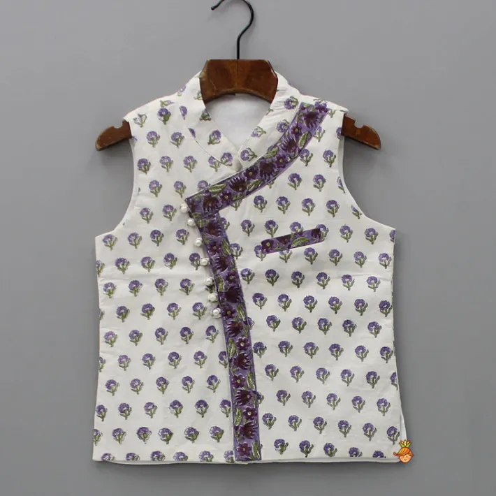 Discount Floral Printed Kurta And Stylish Jacket With Dhoti BOY Twinning Sets | Indian Ethnic Wear