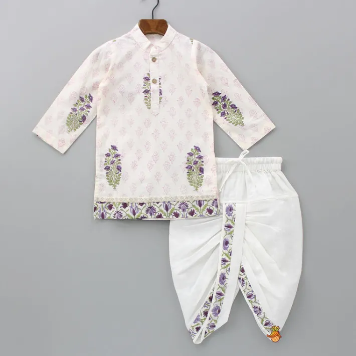 Best Floral Printed Kurta With Jacket And Dhoti BOY Twinning Sets | Indian Ethnic Wear