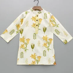 Online Floral Printed Kurta With Front Open Jacket And Pyjama BOY Indian Ethnic Wear | Ethnic Sets