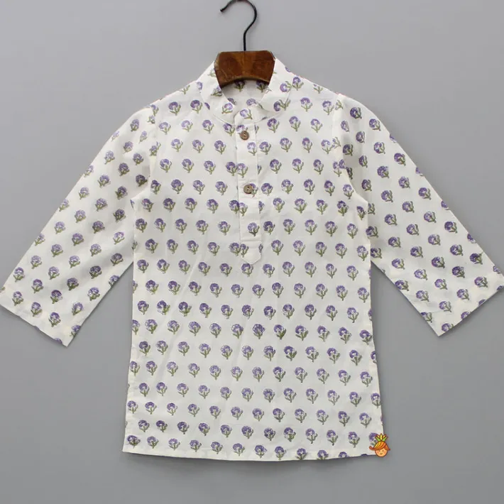 Clearance Floral Printed Kurta With Jacket And Dhoti BOY Twinning Sets | Indian Ethnic Wear