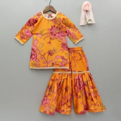 New Floral Printed Kurti And Sharara With Dupatta Ethnic Wear | Palazzos & Shararas