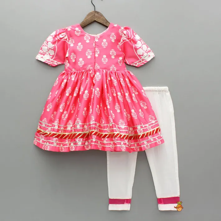 Best Floral Printed Kurti And Pant With Net Dupatta Ethnic Wear | Churidars & Salwars