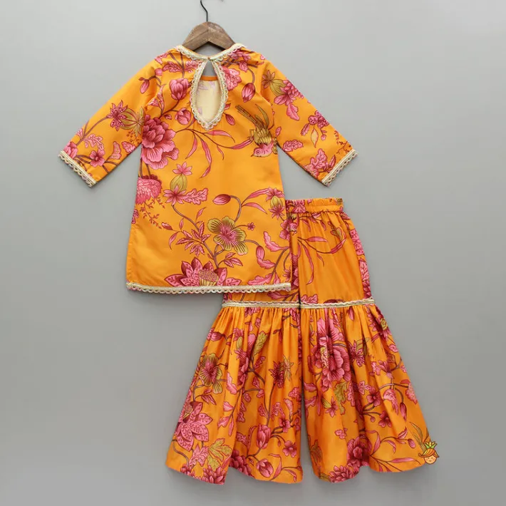 New Floral Printed Kurti And Sharara With Dupatta Ethnic Wear | Palazzos & Shararas