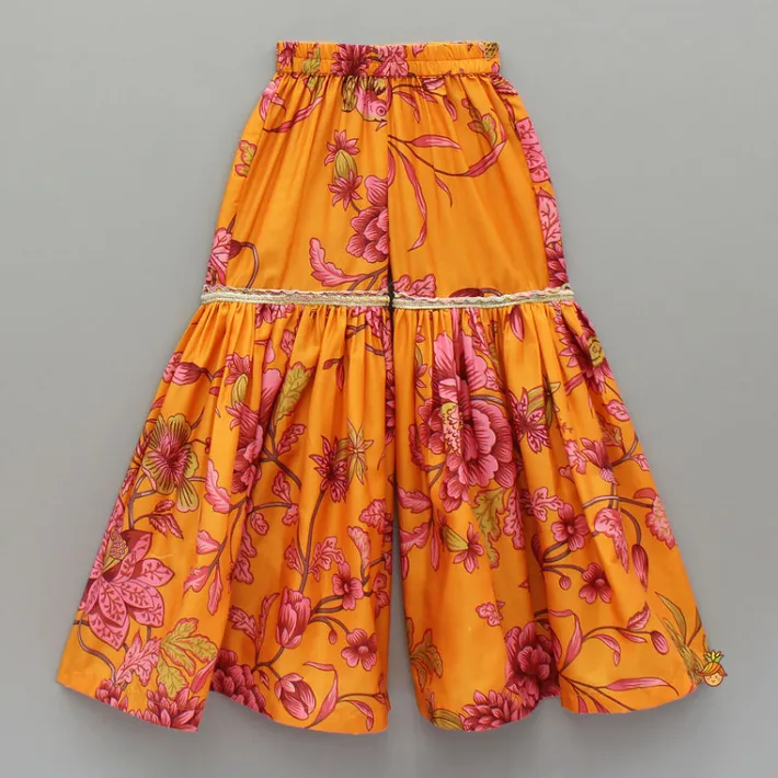 New Floral Printed Kurti And Sharara With Dupatta Ethnic Wear | Palazzos & Shararas