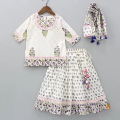 Online Floral Printed Kurti With Lehenga And Dupatta Twinning Sets | Ethnic Wear