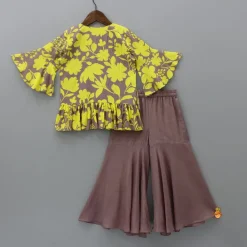 New Floral Printed Kurti With Sharara And Net Dupatta Ethnic Wear | Palazzos & Shararas