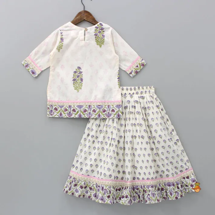 Online Floral Printed Kurti With Lehenga And Dupatta Twinning Sets | Ethnic Wear