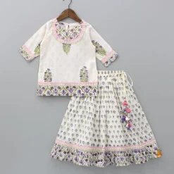 Online Floral Printed Kurti With Lehenga And Dupatta Twinning Sets | Ethnic Wear