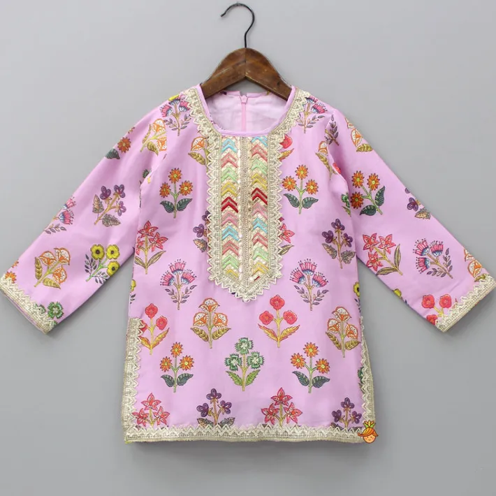 Fashion Floral Printed Kurti With Sharara And Dupatta Ethnic Wear | Palazzos & Shararas