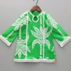 Online Floral Printed Lace Detailed Kurti With Palazzo Ethnic Wear | Palazzos & Shararas