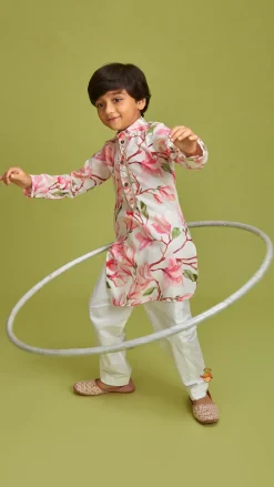 New Floral Printed Multicolour Kurta And Pyjama BOY Indian Ethnic Wear | Ethnic Sets