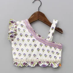 New Floral Printed One Shoulder Top With Lehenga And Dupatta Twinning Sets | Ethnic Wear