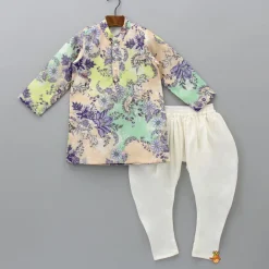 Best Floral Printed Peach Kurta And Churidar BOY Indian Ethnic Wear | Ethnic Sets