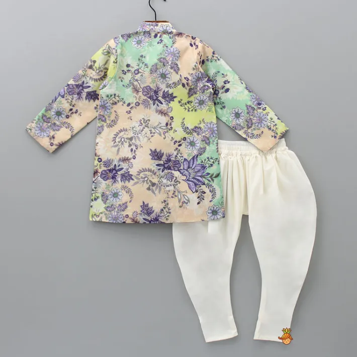 Best Floral Printed Peach Kurta And Churidar BOY Indian Ethnic Wear | Ethnic Sets