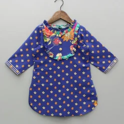 New Floral Printed Ruffle Detailed Kurti And Flared Palazzo Ethnic Wear | Palazzos & Shararas