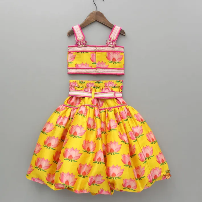 Online Floral Printed Strappy Crop Top With Lehenga And Matching Hairband Ethnic Wear | Lehengas & Ghagras