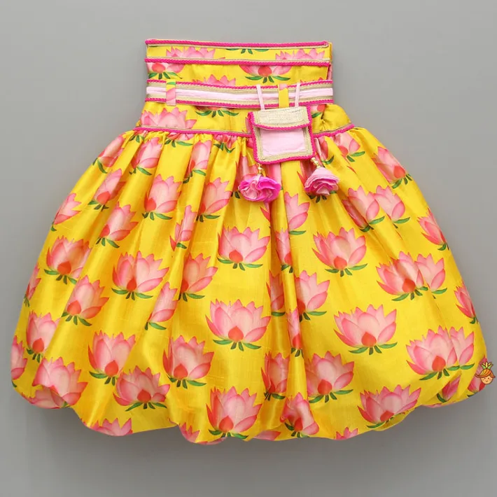 Online Floral Printed Strappy Crop Top With Lehenga And Matching Hairband Ethnic Wear | Lehengas & Ghagras