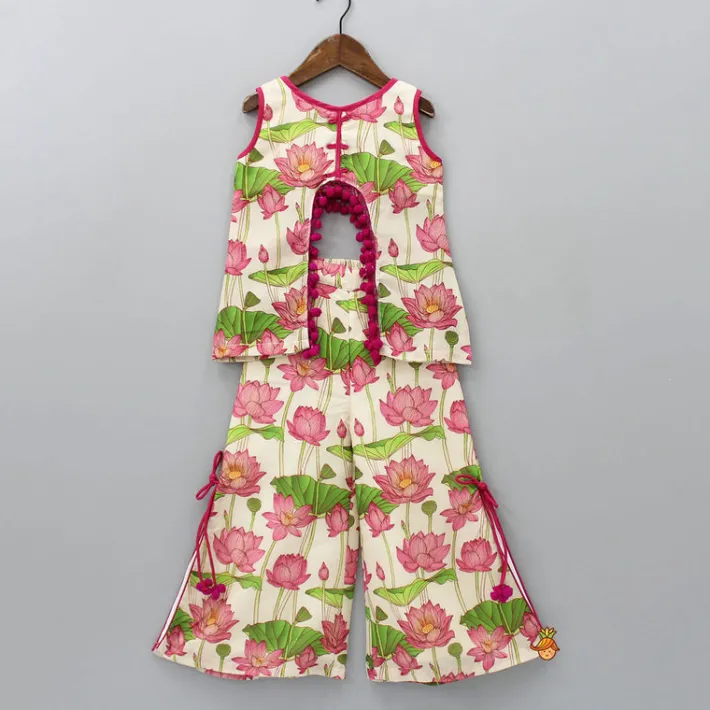 New Floral Printed Stylish Cut Out Top And Palazzo Ethnic Wear | Palazzos & Shararas
