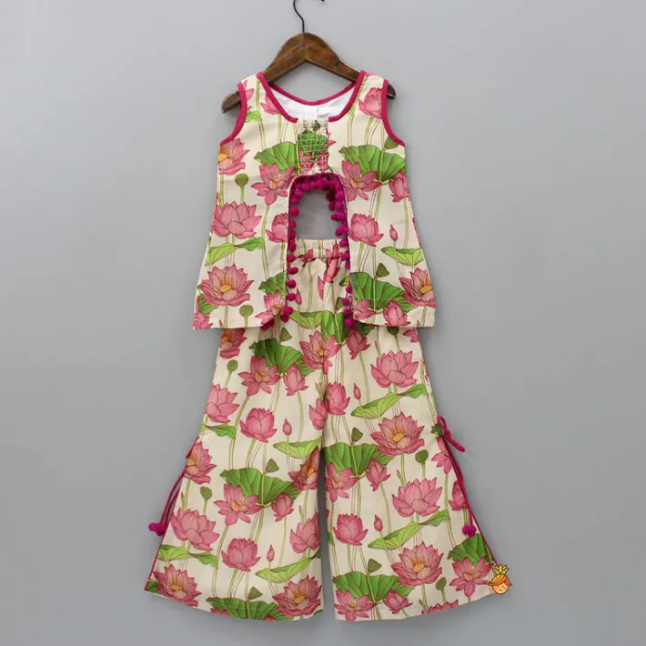 New Floral Printed Stylish Cut Out Top And Palazzo Ethnic Wear | Palazzos & Shararas