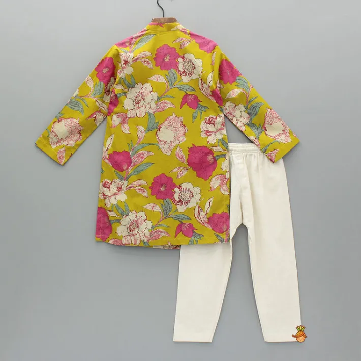 Online Floral Printed Stylish Hem Kurta With Pyjama BOY Indian Ethnic Wear | Ethnic Sets